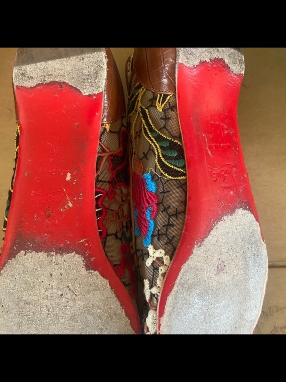 Christian Louboutin Multicolor Embroidered Floral Ballet Flats Size 40 - Picture 9 of 12
